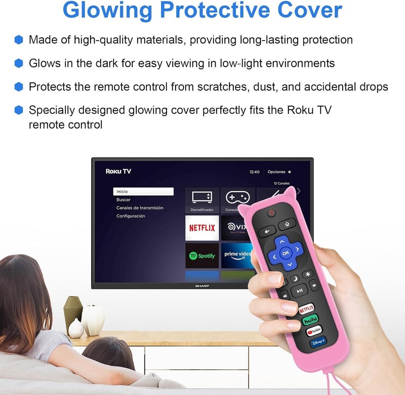 MOKEMAKE Hisense Roku TV Remote Cover, 2-Pack Replacement Compatible with Hisense Roku TV (Pink) - Image 3